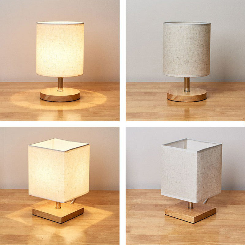 LinnenHout - Minimalistische Tafellamp van Hout en Linnen