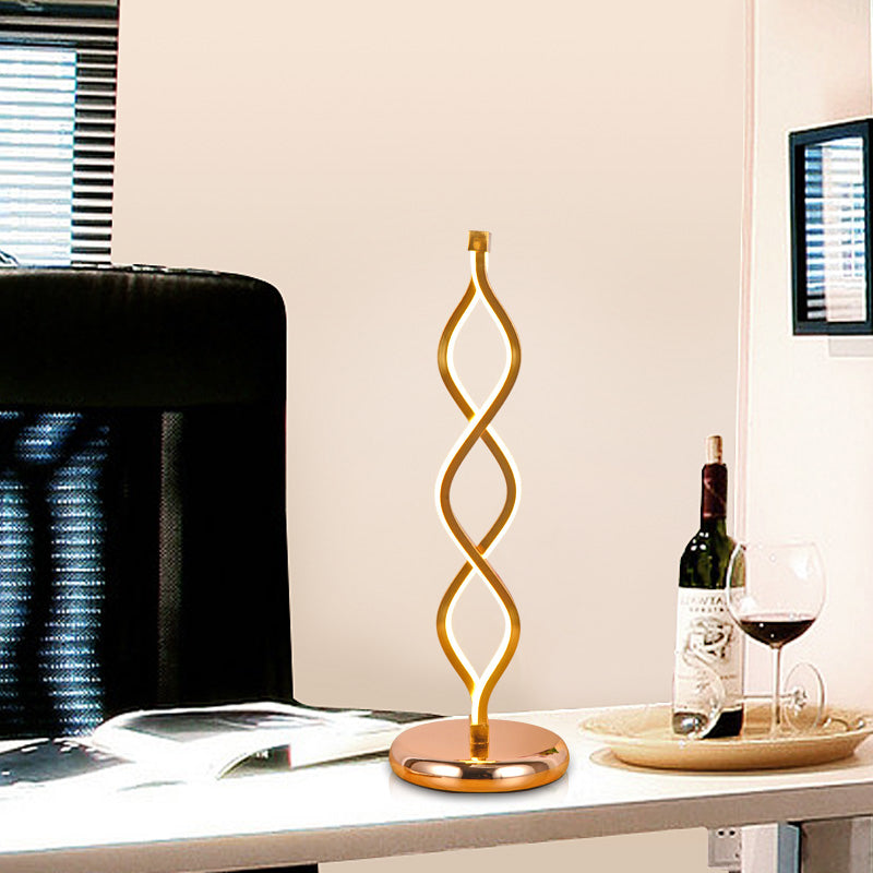WaveLux LED Tafellamp – Moderne Kunst Deco Gouden Strip