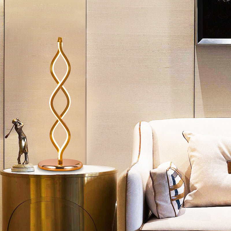 WaveLux LED Tafellamp – Moderne Kunst Deco Gouden Strip