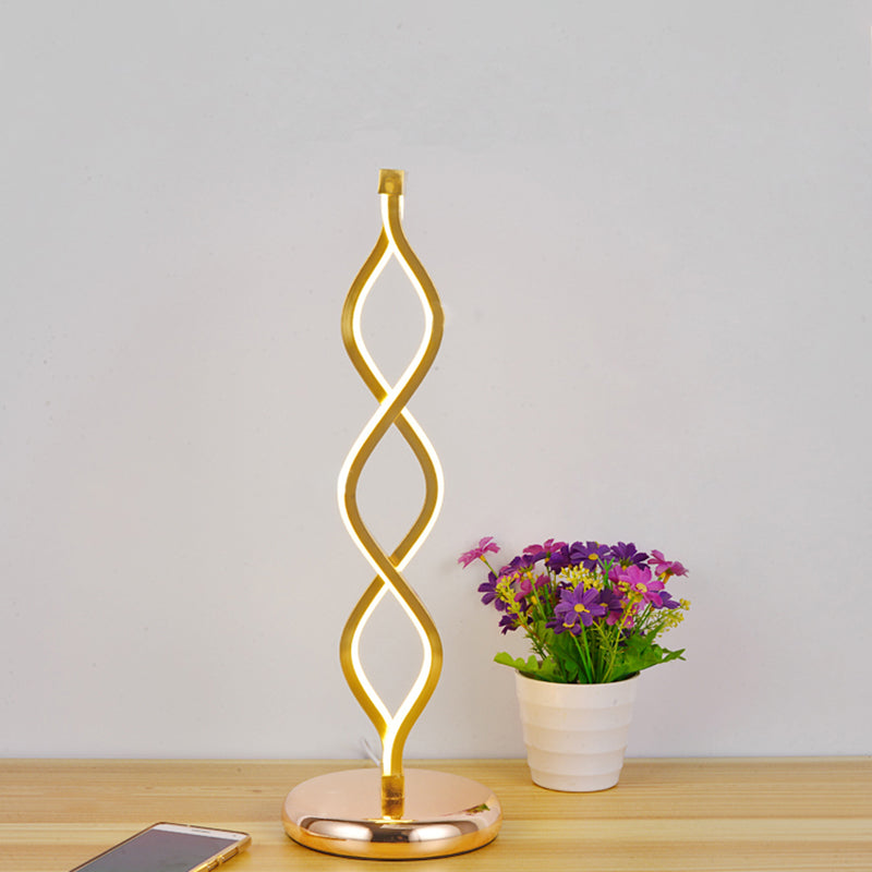 WaveLux LED Tafellamp – Moderne Kunst Deco Gouden Strip