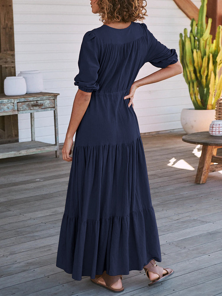 Bohemian Maxi Jurken met Touwtjes in de Taille