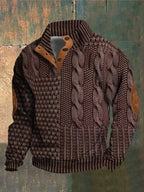 Sweatshirt Heren Patchwork Met Zachte Elleboogpatches