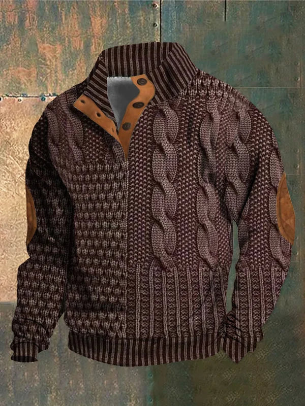Sweatshirt Heren Patchwork Met Zachte Elleboogpatches