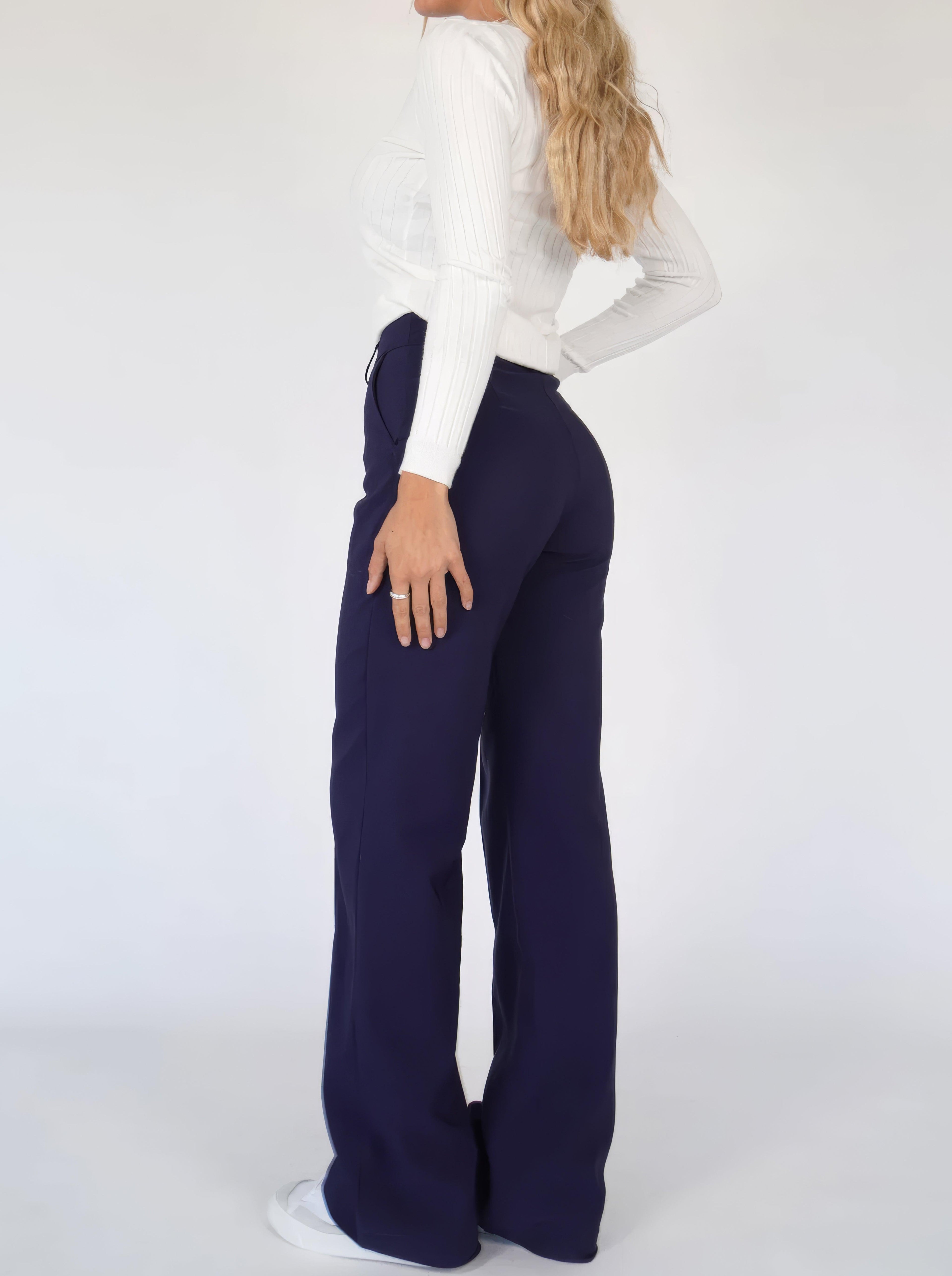Dames Hoge Taille Wijde Pantalon Met Tailored Fit Volledige Lengte Elegante En Veelzijdige Stijl Voor Elke Gelegenheid