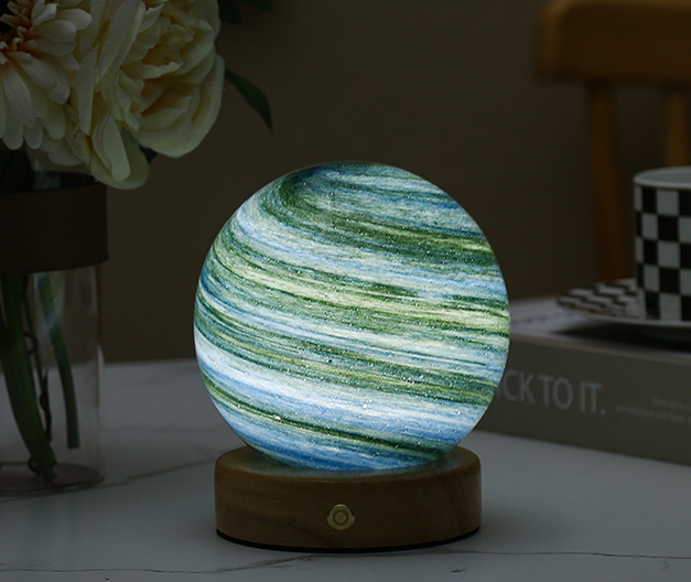 Glazen Maanlamp Zachte Lichtbol Met Maanweergave Realistisch