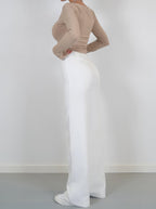 Dames Hoge Taille Wijde Pantalon Met Tailored Fit Volledige Lengte Elegante En Veelzijdige Stijl Voor Elke Gelegenheid