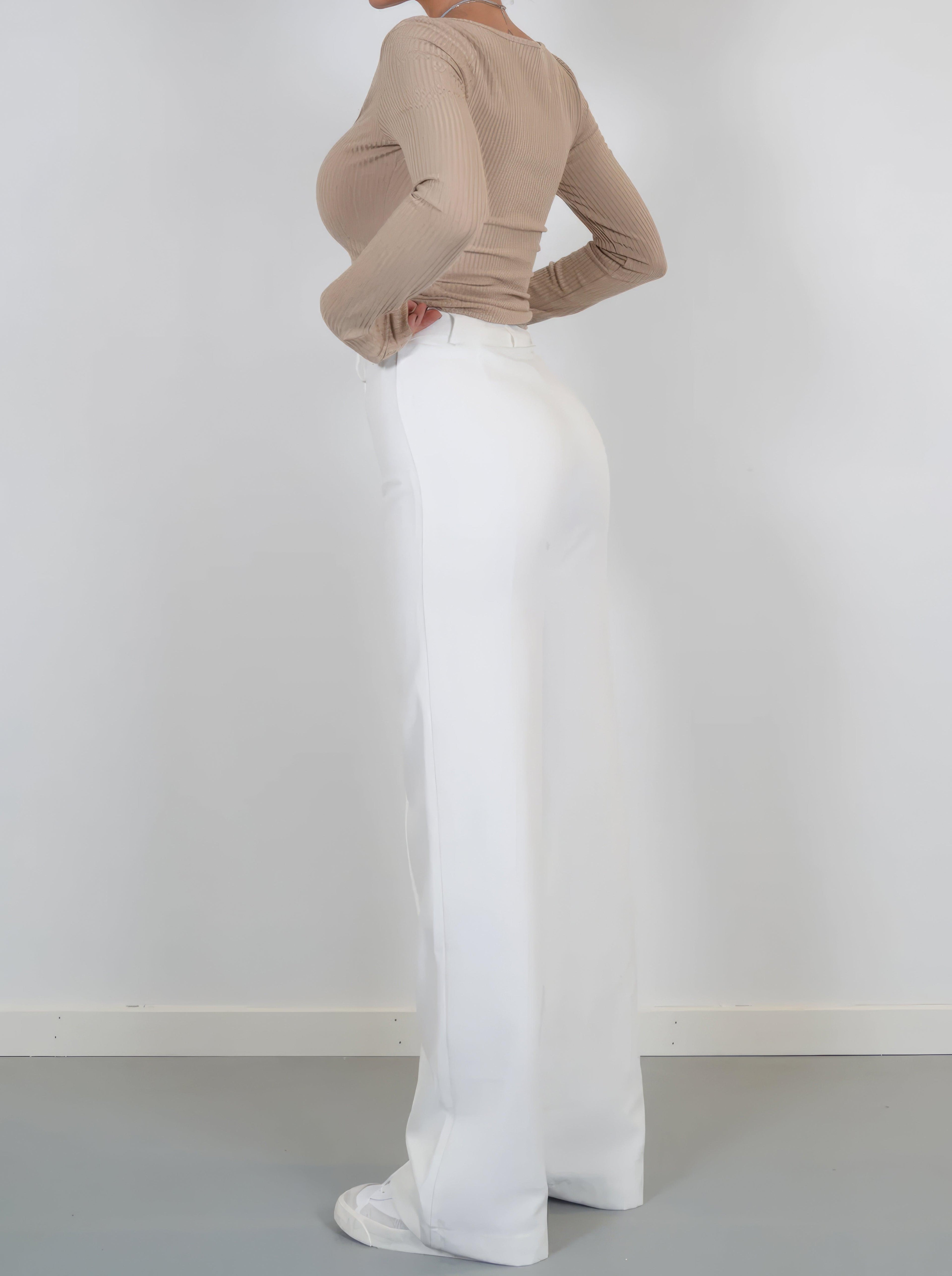 Dames Hoge Taille Wijde Pantalon Met Tailored Fit Volledige Lengte Elegante En Veelzijdige Stijl Voor Elke Gelegenheid