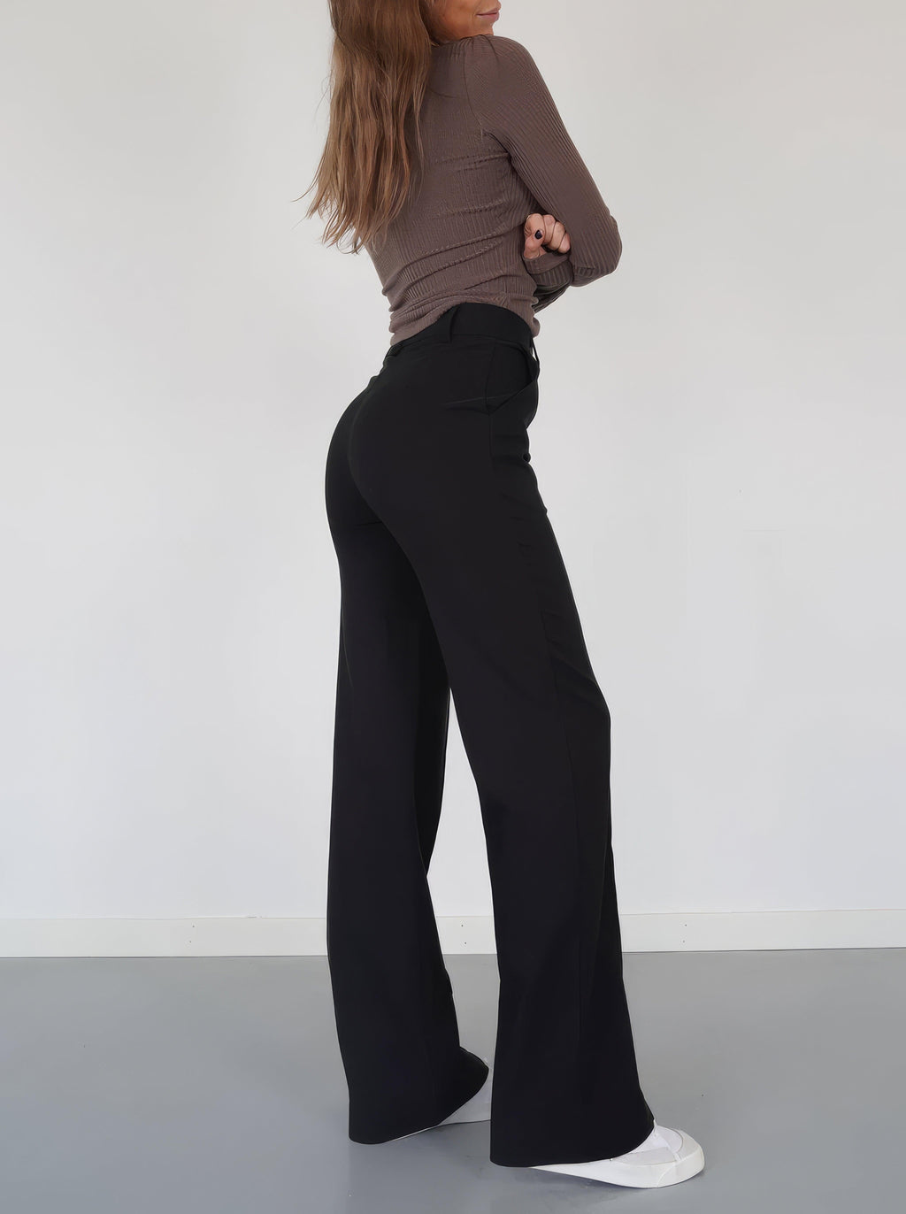 Dames Hoge Taille Wijde Pantalon Met Tailored Fit Volledige Lengte Elegante En Veelzijdige Stijl Voor Elke Gelegenheid