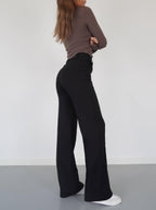 Dames Hoge Taille Wijde Pantalon Met Tailored Fit Volledige Lengte Elegante En Veelzijdige Stijl Voor Elke Gelegenheid