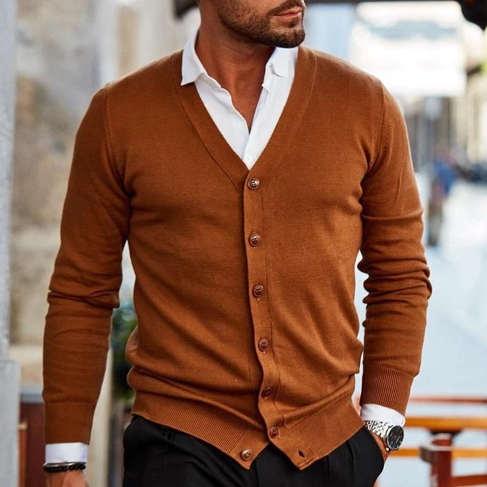 Vest Casual Cardigan voor Heren met V-Hals en Knopen