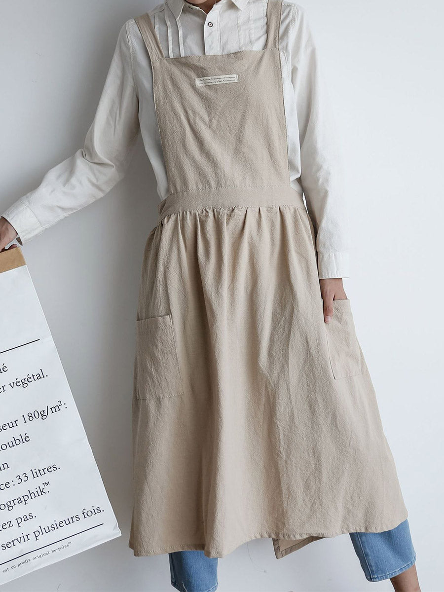 Vrouwen Geplooide Casual Katoenen Schort