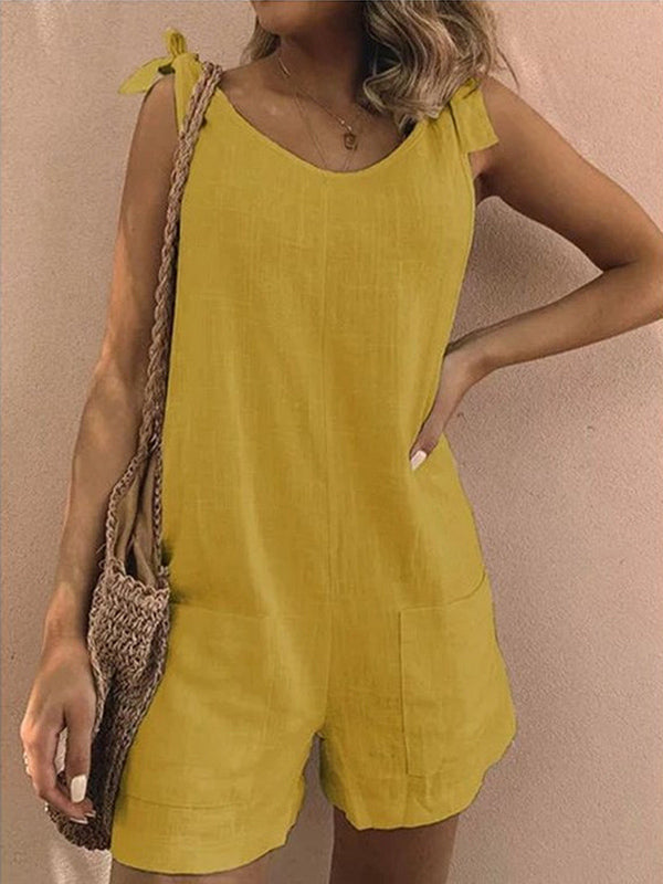 Dames Katoenen Overalls Casual Mouwloze Romper