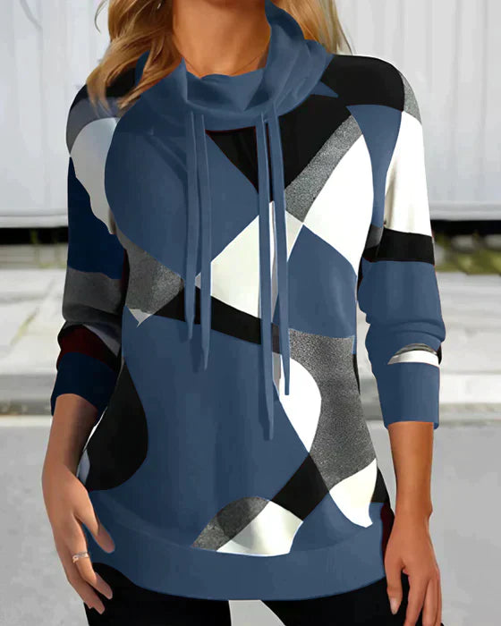 Hoodie Met Hoge Kraag En Contrastkleur Zacht Materiaal