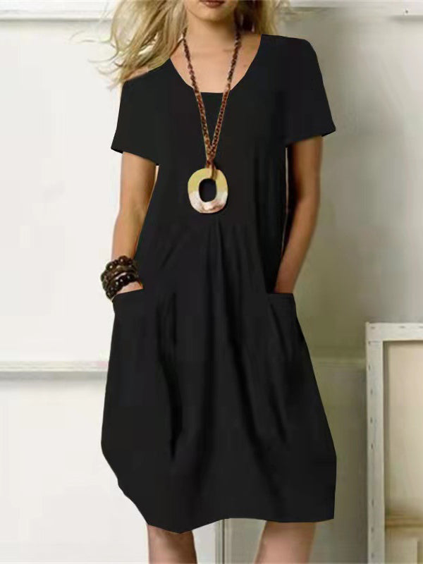 Casual Losse Ronde Hals Zak Jurk