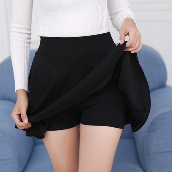 A-lijn Elastische Taille Plissé Rok met Aangehechte Shorts
