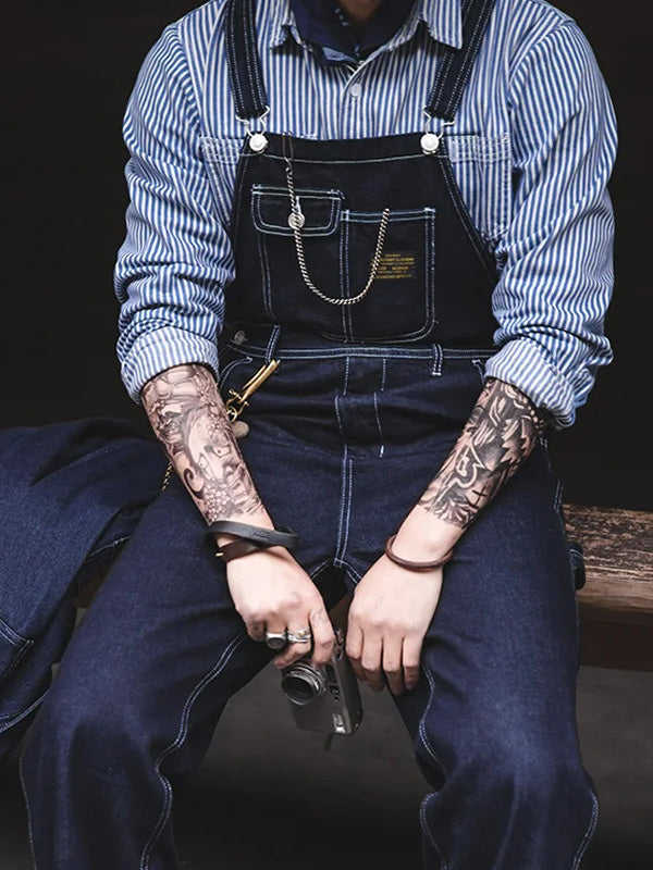 Heren Vintage-Inspiratie Indigo Denim Overalls