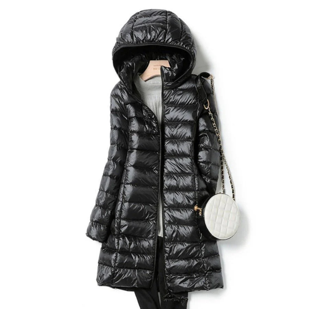 Dames Lange Winter Puffer Jas | Capuchon