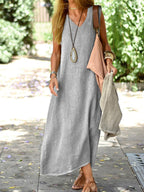 V-hals Effen Kleur Suspender Jurk