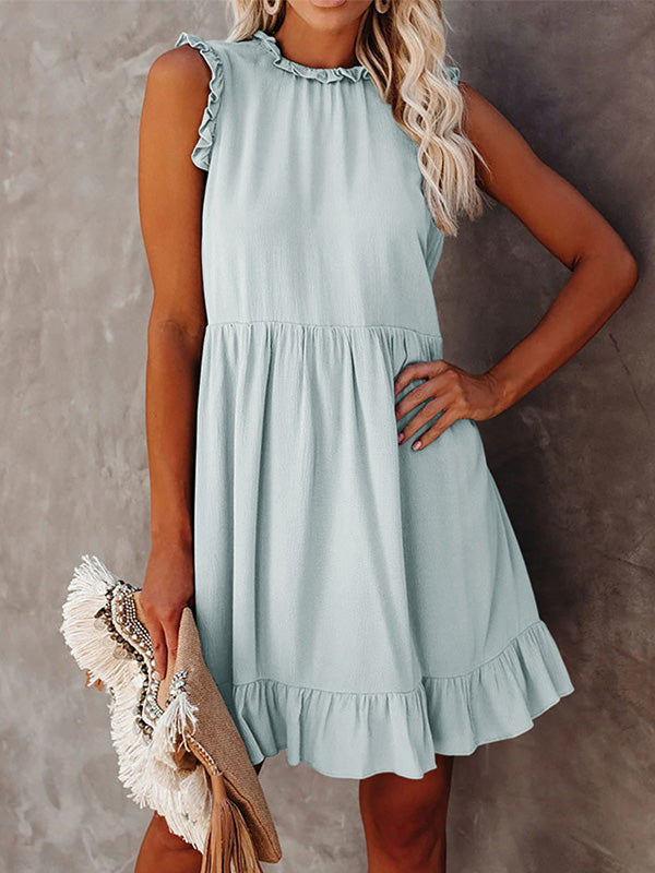 Mouwloze Ruffle Tiered Mini Jurk