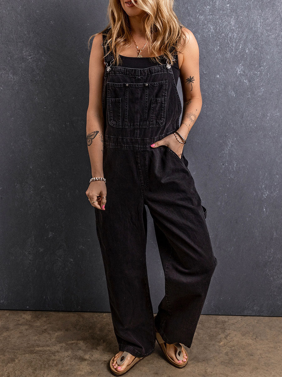 Dames Zwarte Denim Overalls Werkoutfits Dungarees