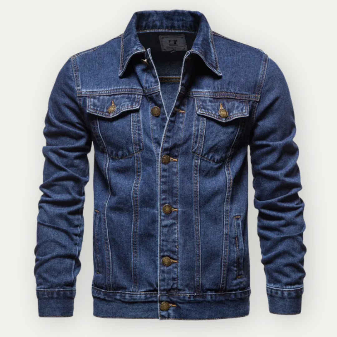 Denim Spijkerjas met Knoopsluiting - Indigo-gewassen met puntkraag