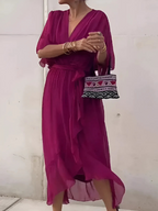 Seraphina | Tidless Wrap Midi Jurk in Elegant Ontwerp