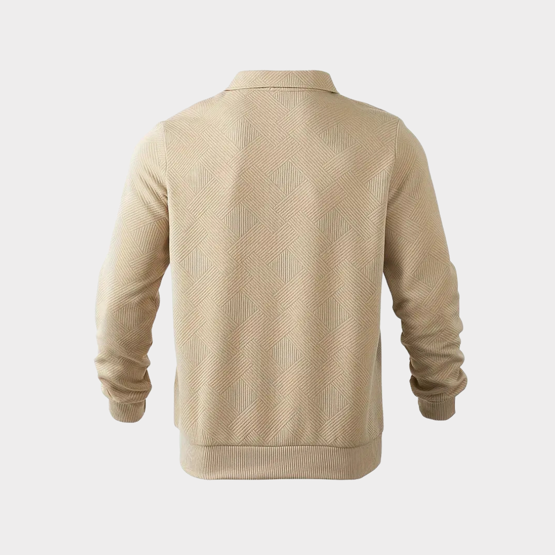 Kwart Rits Trui Met Geometrische Print Voor Vrouw en Man