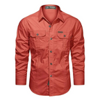 Heren Utility Shirt Met Borstzakken Lange Mouwen En Knoopsluiting Voor Comfortabele Stijl En Functionaliteit