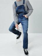 Heren Slim Fit Bretels Gewassen Denim Overalls