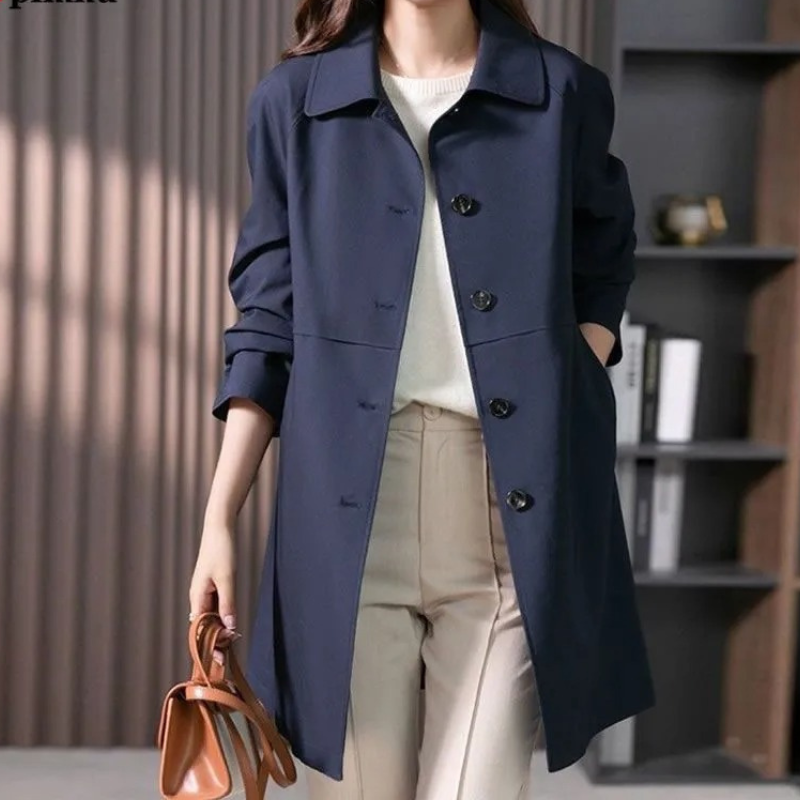 Attire - Stijlvolle Korte Trenchcoat met Één Knop voor Vrouwen