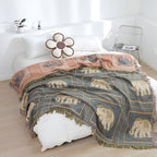 Bohemian Olifant Print Tassel Deken