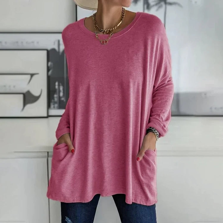 Dames Casual Oversized Trui Ronde Hals Zachte, Ademende Stof
