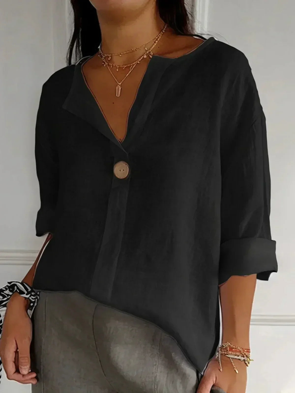 Casual V-Hals Blouse Voor Dames Met Comfortabele Pasvorm En Stijlvolle Look