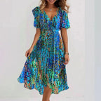 Lichte Zomerjurk met Bloemenpatroon | Luchtige Chiffon | Perfect voor Zomerdagen