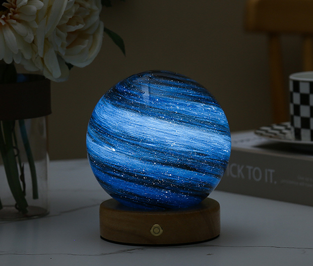 Glazen Maanlamp Zachte Lichtbol Met Maanweergave Realistisch