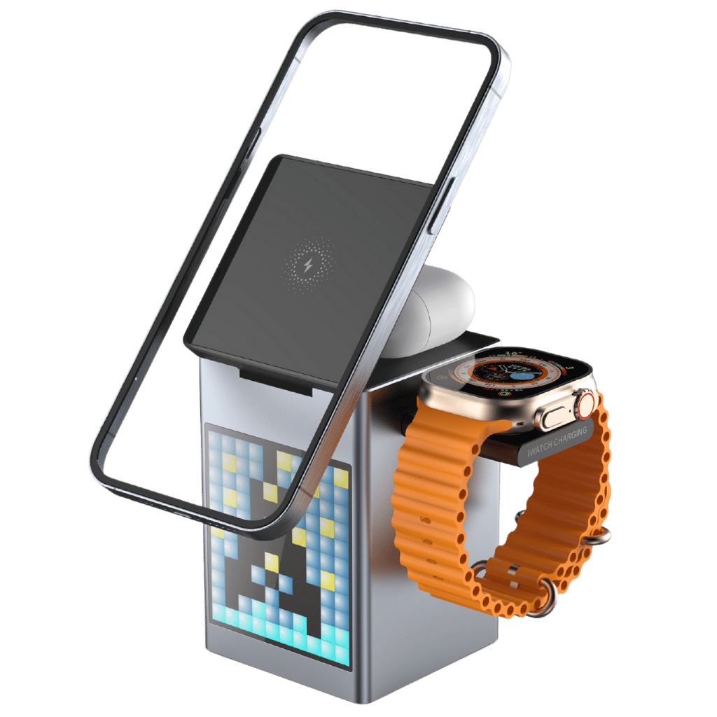 3-in-1 Magnetische Oplader met Alarmklok & Bluetooth Speaker voor Apple