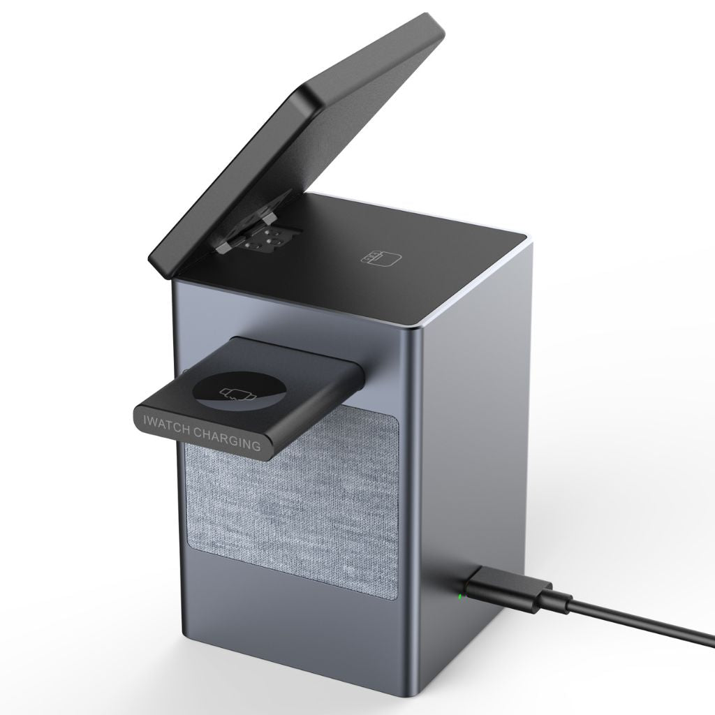 3-in-1 Magnetische Oplader met Alarmklok & Bluetooth Speaker voor Apple