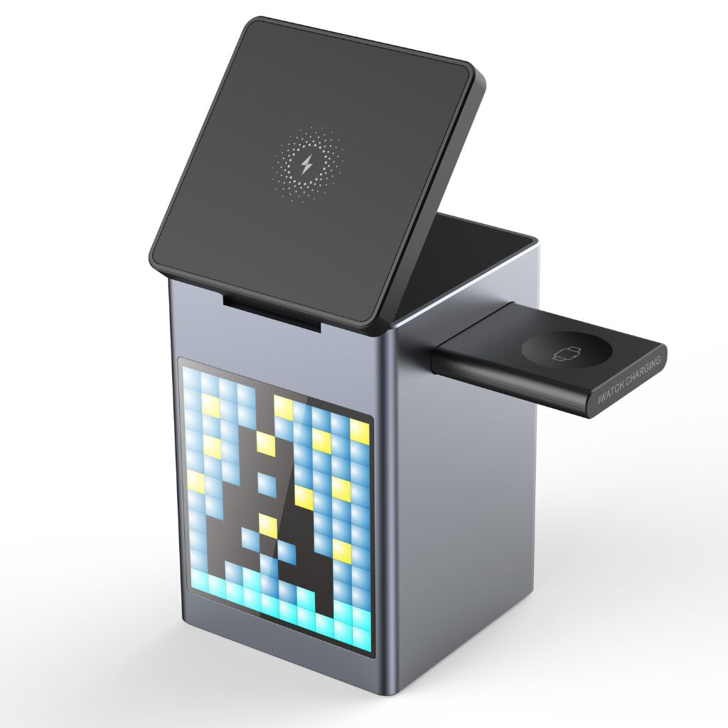 3-in-1 Magnetische Oplader met Alarmklok & Bluetooth Speaker voor Apple