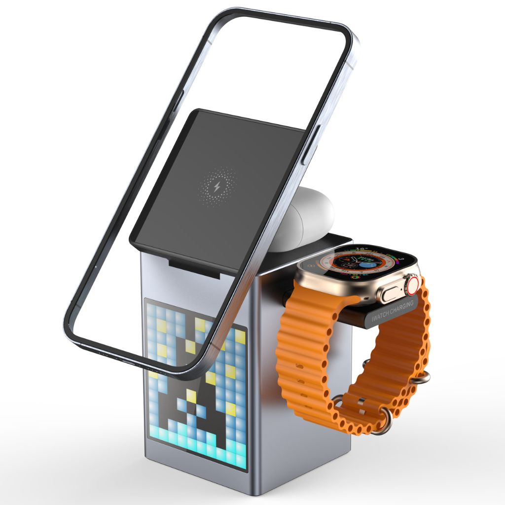 3-in-1 Magnetische Oplader met Alarmklok & Bluetooth Speaker voor Apple