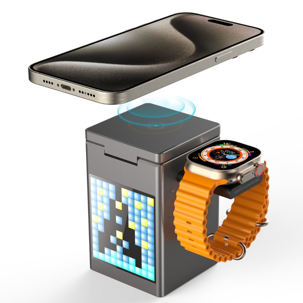 3-in-1 Magnetische Oplader met Alarmklok & Bluetooth Speaker voor Apple
