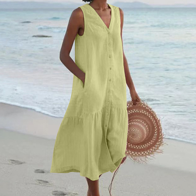 Celi Stijlvolle Zomerjurk Lichte Ademende Stoffen Vrouwelijke Getailleerde Pasvorm Trendy Design Geschikt voor Strand en Zomerfeesten