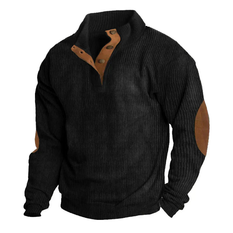 Heren Sweater Zachte Elleboog Patches Met Knoopsluiting