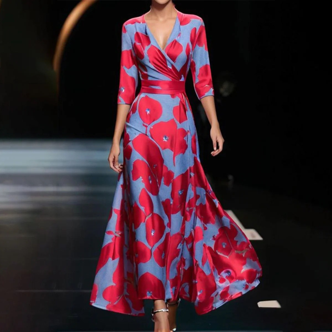 Yuna Bloemen Wikkeljurk Dames Elegante Zomerjurk Met Vloeiend Silhouet en BloemenpatroonVoor Feestdagen en Casual Wear