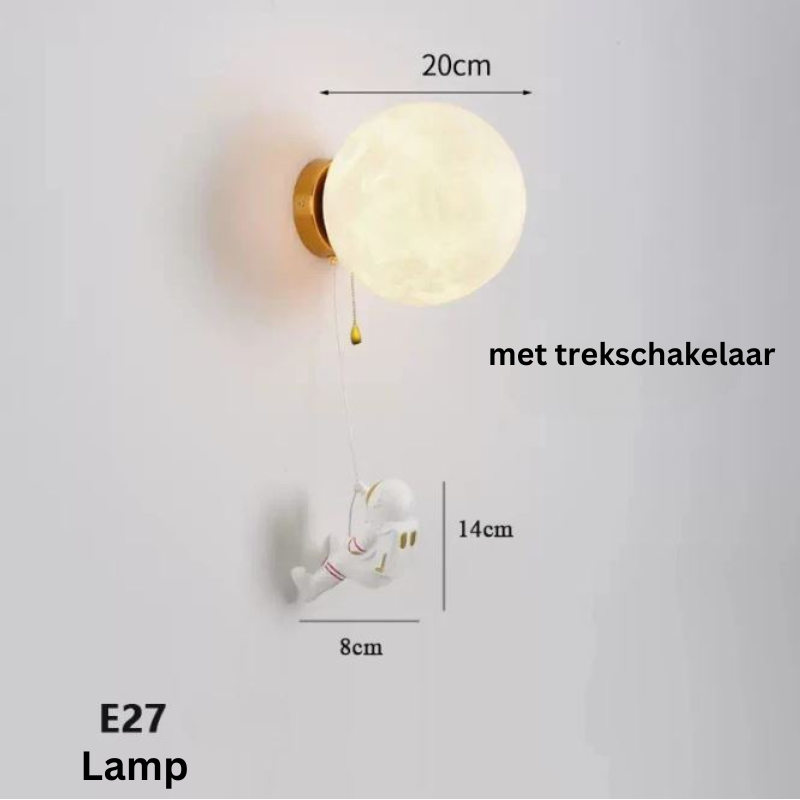 MoonVoyage - Maanvormige Astronaut Wandlamp