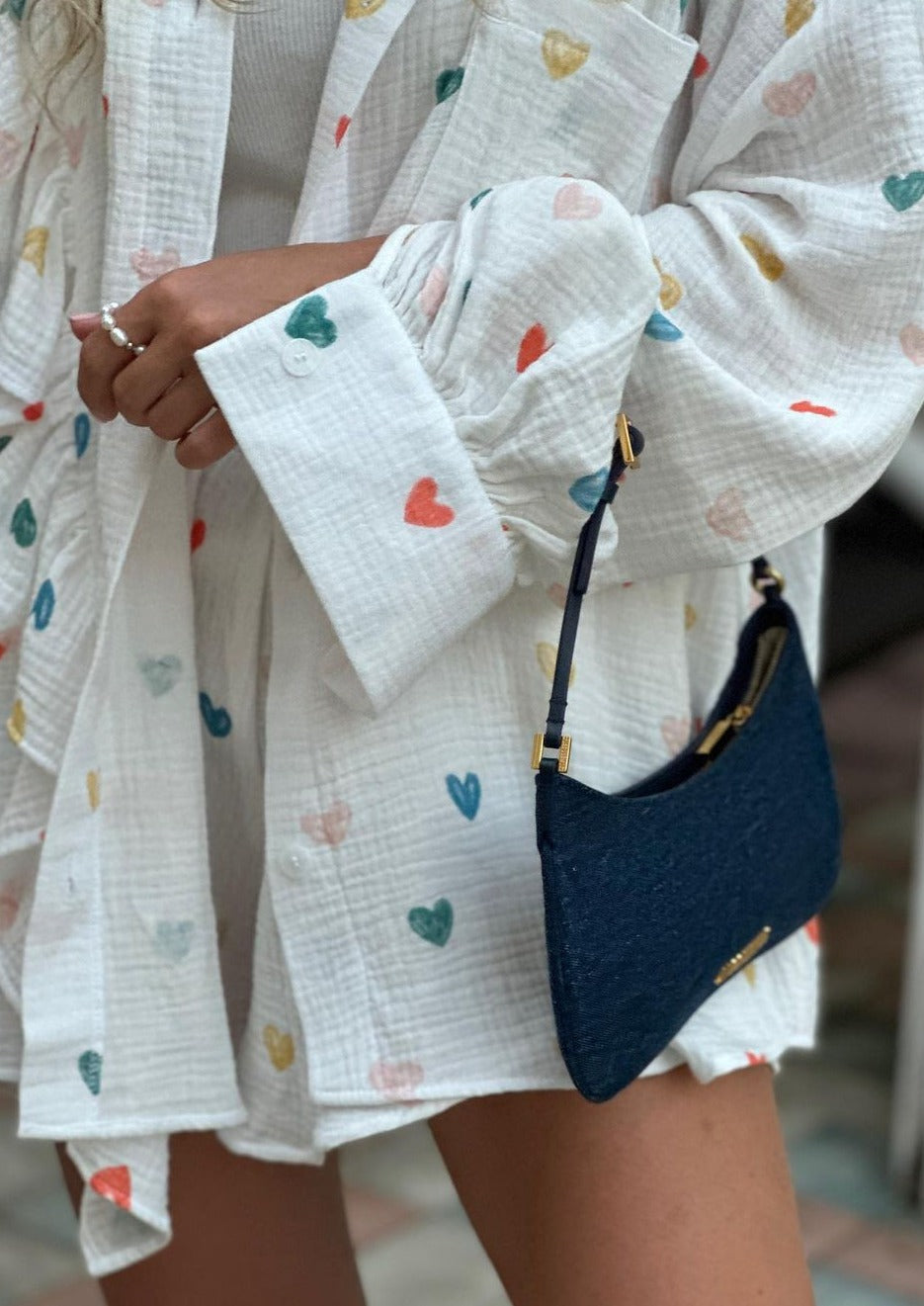 Francesca Set Hartprint Katoenen Overhemd en Shorts Set Chic