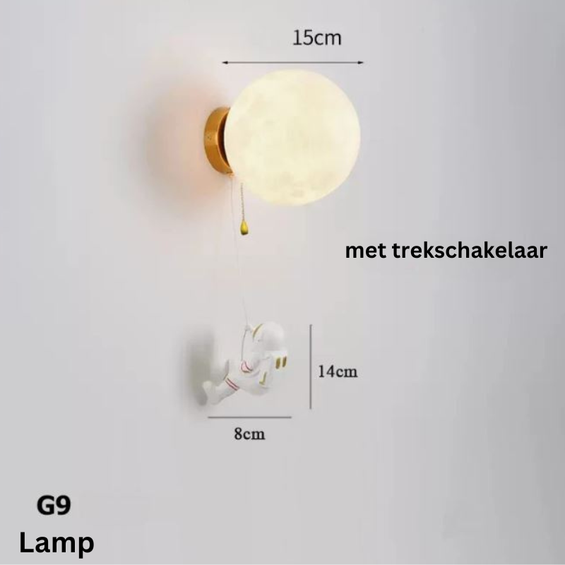MoonVoyage - Maanvormige Astronaut Wandlamp