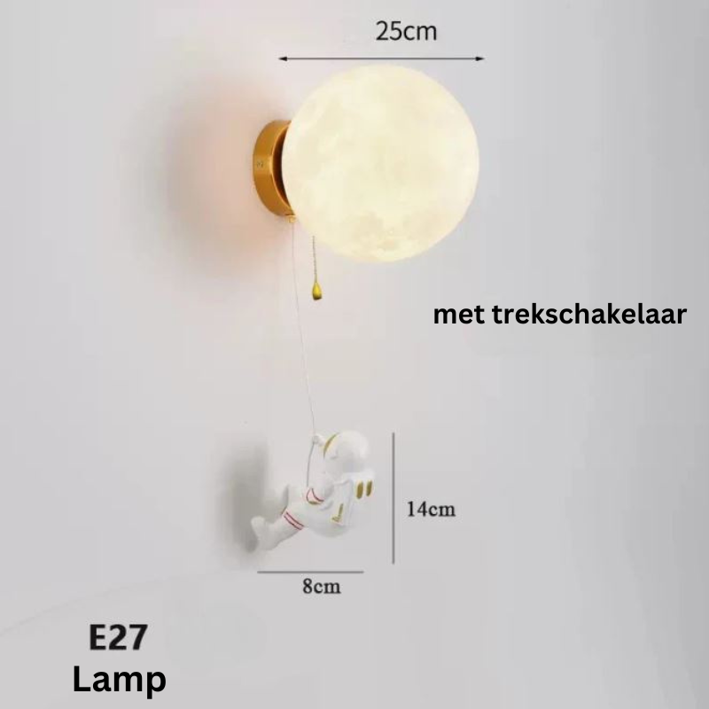 MoonVoyage - Maanvormige Astronaut Wandlamp