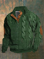 Sweatshirt Heren Patchwork Met Zachte Elleboogpatches