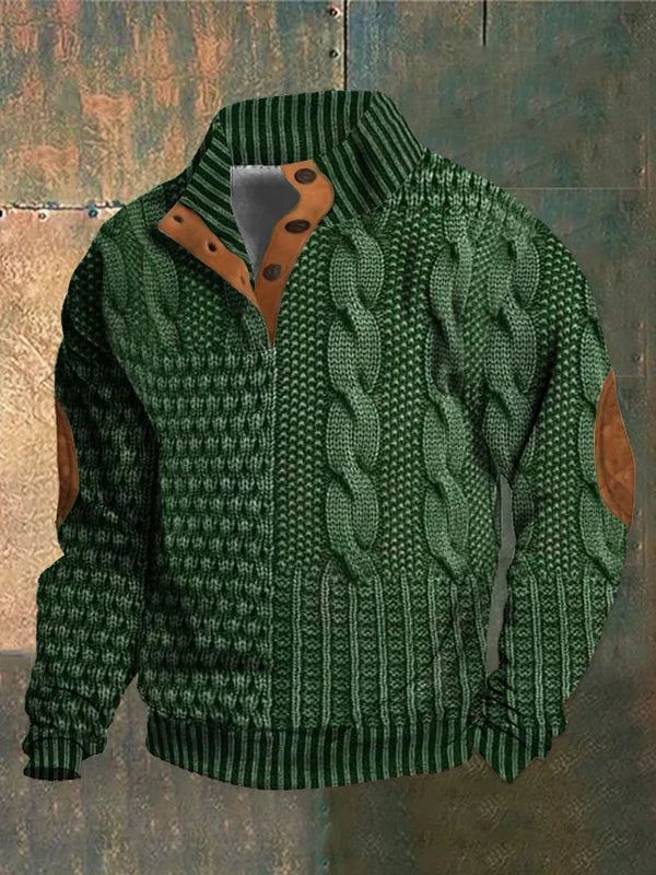 Sweatshirt Heren Patchwork Met Zachte Elleboogpatches