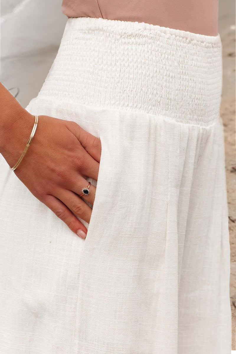 Dames Wijde Pantalon Hoge Taille met Smock Lichtgewicht en Vloeiende Pasvorm voor Comfortabele Casual en Formele Gelegenheden